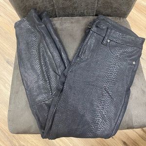 7 for All ManKind Black Snake Print Leather Jeans